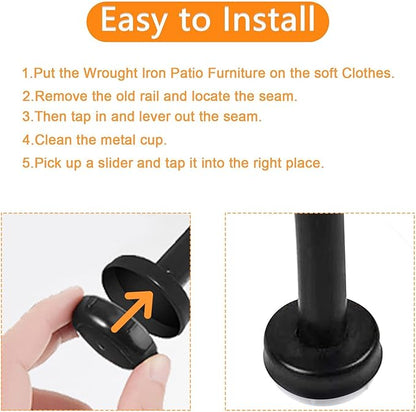 1-1/2 inch Wrought Iron Patio Furniture Feet Caps, 24 Packs Round Plastic - Image 6