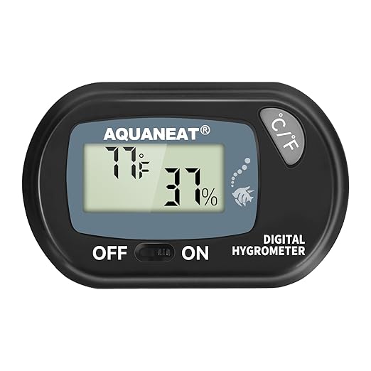 AQUANEAT Reptile Thermometer Hygrometer Digital Display Temperature and by Aquaneat