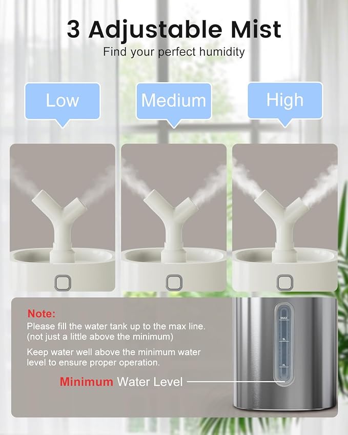 Feekaa Stainless Steel Humidifier, Easy Clean Dishwasher Safe, 4L/1Gal Cool - Image 6