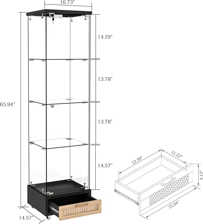 Yoluckea 4-Tier Glass Display Cabinet - Image 2