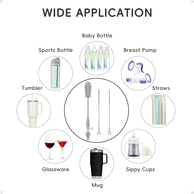 Silicone Cleaning Brush Kit, Water Bottle and Straw Cleaner Brush Set - Image 6