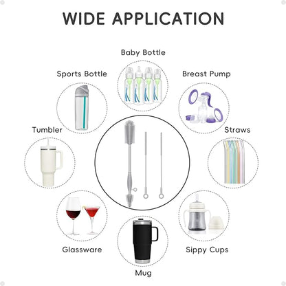 Silicone Cleaning Brush Kit, Water Bottle and Straw Cleaner Brush Set - Image 6