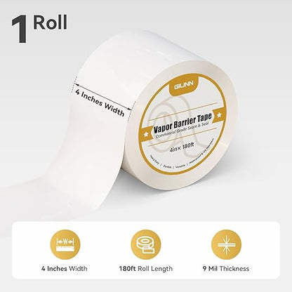 Vapor Barrier Tape, 9 mil White polyethylene Tape, Moisture Sealing and Seams - Image 2