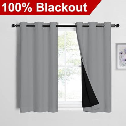 NICETOWN Silver Grey 100% Blackout Curtains - Image 2