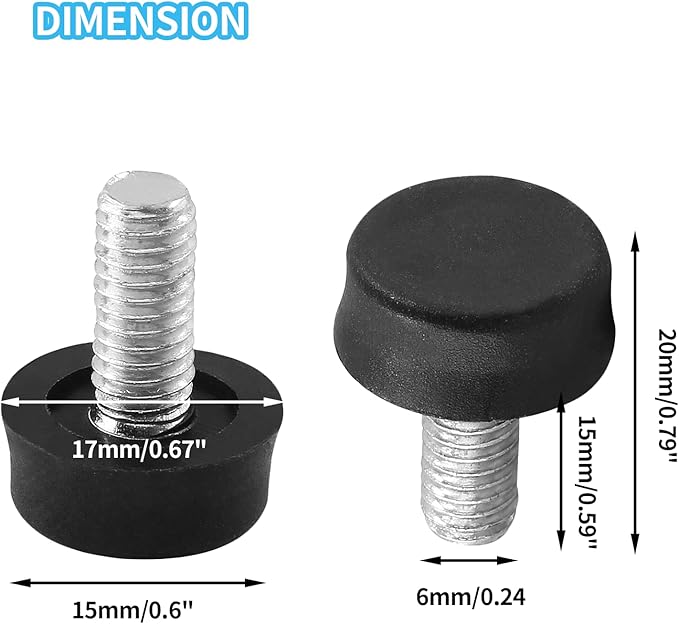 Biaungdo 24 Pcs Adjustable Furniture Levelers, M6x15 mm Ajustable Leveling Feet - Image 2