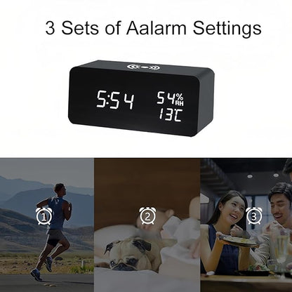 Lancoon Wooden Digital Alarm Clock - Image 4