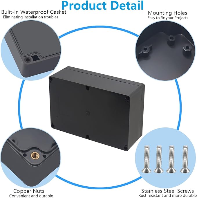 Outdoor Waterproof Junction Box IP67 Project Box ABS Black Electrical Boxes - Image 6