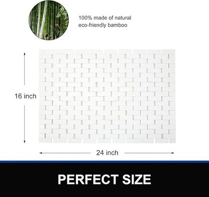 Bamboo Bath Mat Bathroom Rugs Floor Wood Shower Bathtub Waterproof Non Slip - Image 5
