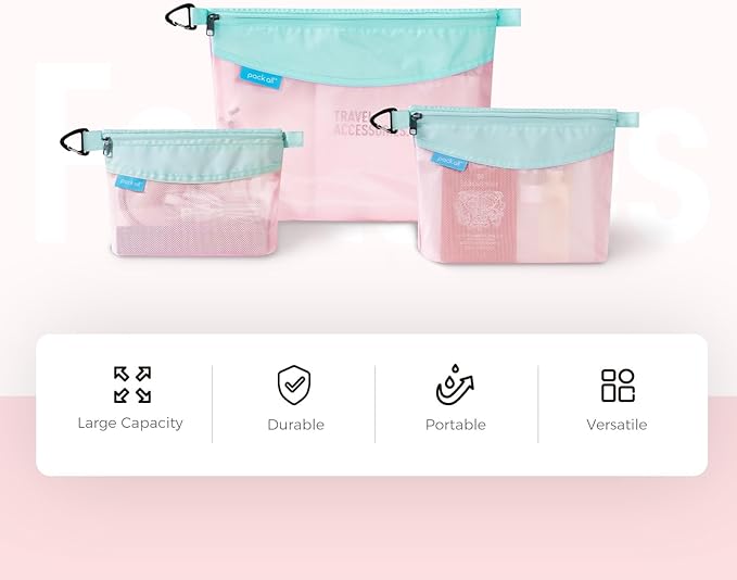 pack all Water-resistant Material Zipper Pouch, Mesh Zipper Bag - Image 7