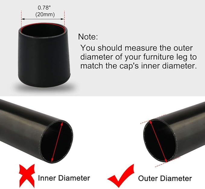 uxcell PVC Leg Cap Tip Cup Feet Cover 20mm 0.79" Inner Dia 8pcs Floor Protector - Image 3