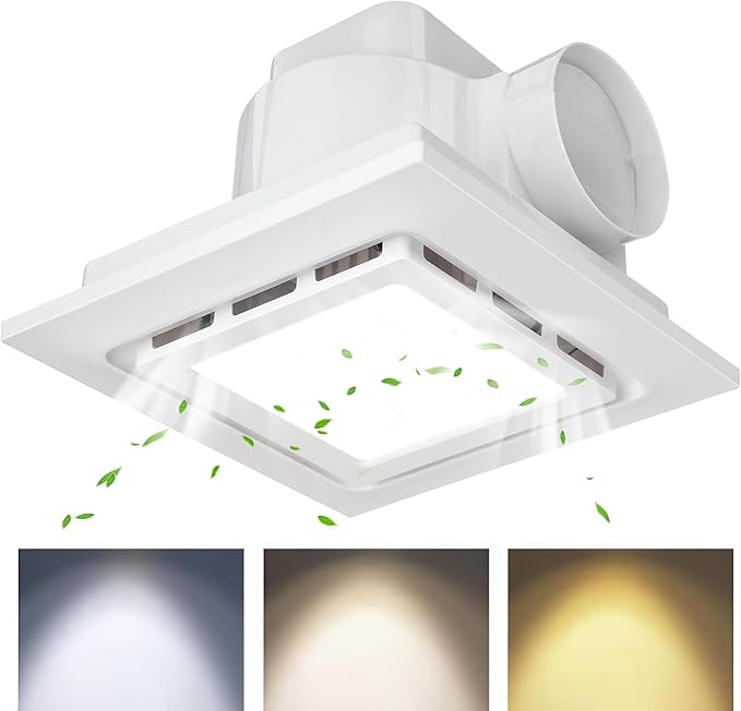 10" Bathroom Exhaust Fan with Light Ultra Quiet Ventilation Fan Combo 1.0 Sone - Image 2