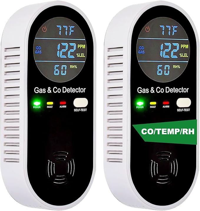 Combustible Gas & Carbon Monoxide Detector 4-in-1 Alarm by Vzmcov