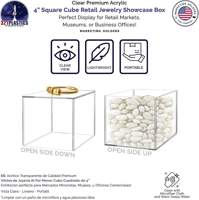 Food Riser for Buffet Table Clear Acrylic Square Box 4" Display Stand Hollow - Image 3