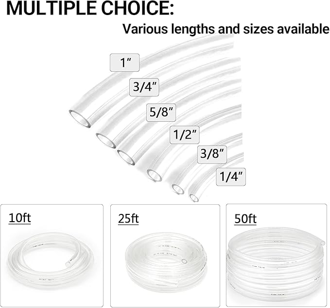 1’’ ID × 1-1/4’’ OD - 50 ft Clear Plastic Vinyl Tubing - Image 6