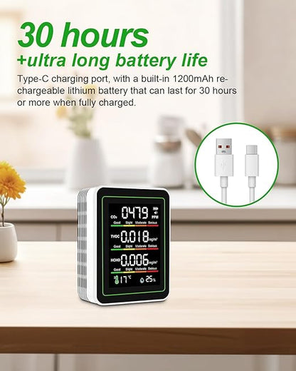 Indoor Air Quality Monitor, 5 in 1 Portable Smartair Quality Tester - Image 4