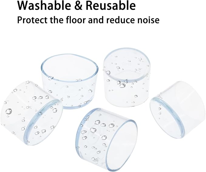 Round Chair Leg Caps, PVC Furniture Feet Covers, TTZEZE Transparent Round Floor - Image 5