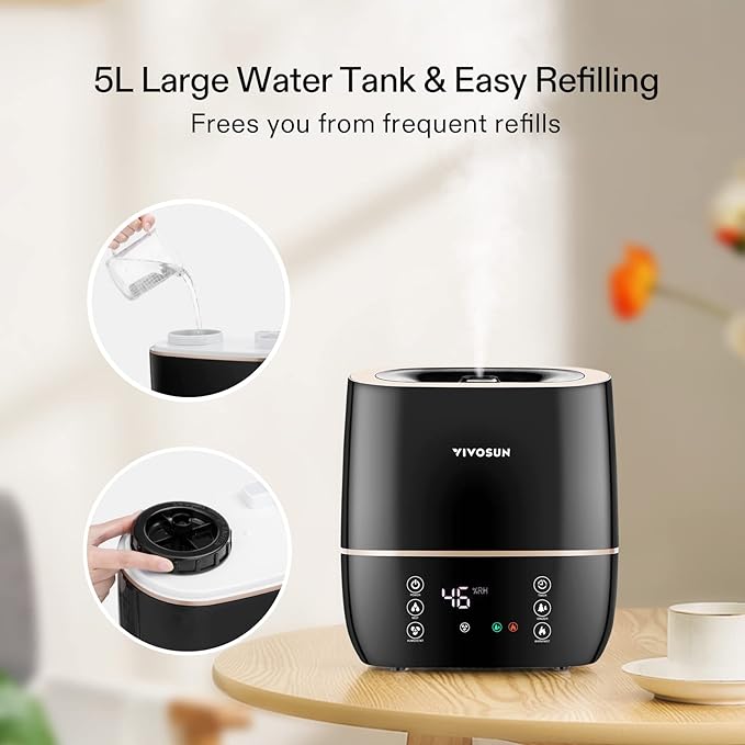 VIVOSUN 2-in-1 Warm and Cool Mist Humidifier, 5L Indoor Ultrasonic Air - Image 3