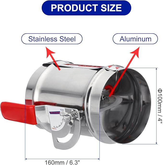PATIKIL HVAC Duct Manual Volume Backdraft Damper, 4 Inch, Airflow Ducting - Image 2