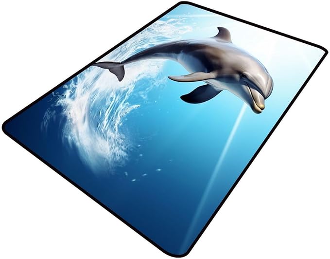 Shag Carpet - Dolphins Design Printing Anti-Slip Backing Area Rugs Stain by Snarena