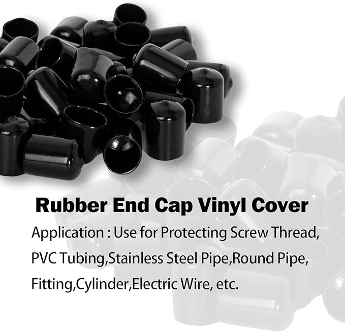 10 PCS Black Round Vinyl Rubber End Caps Kits, Flexible Screw Thread Protectors - Image 5