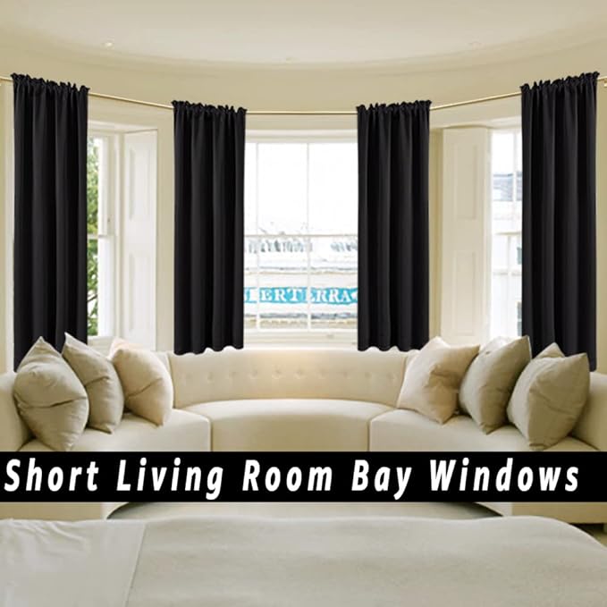 PANELSBURG Black Curtains 42 Inch Length, Short Blackout Curtains - Image 4