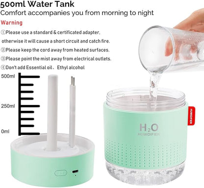 Green Portable Mini Humidifier, 500ml Small Cool Mist USB Desktop Humidifier - Image 5