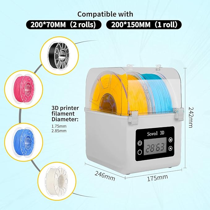 Sovol Filament Dryer 2025, SH01 Filament Dehydrator 3D Printer Spool Holder - Image 6