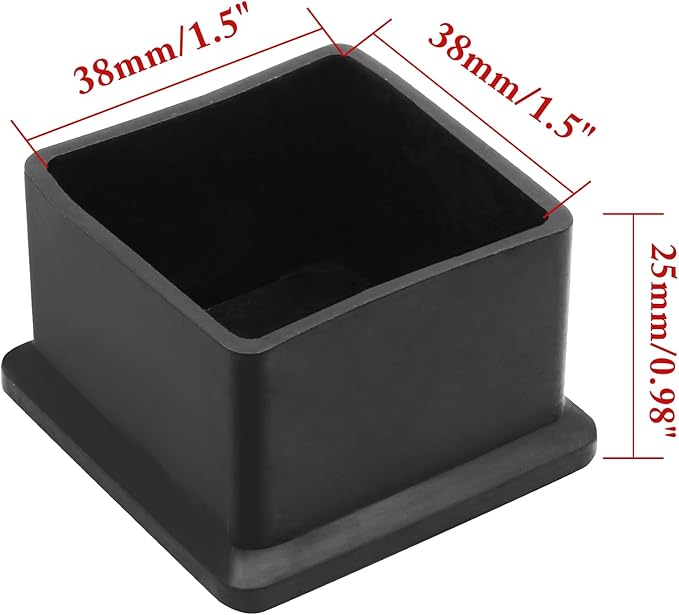 4 Pcs Square PVC Furniture Leg Caps, Vinyl Flexible Chair Leg Floor Protectors - Image 2