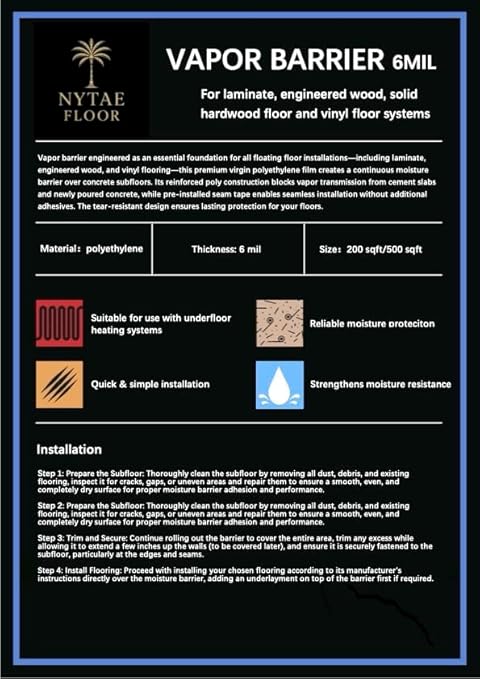 Nytae Floor™ 6 Mil Moisture Barrier Underlayment – 200/500 / 800 sqft Options - Image 4