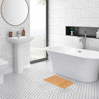 Bath Mat Bathroom Rugs Floor Wood Shower Bathtub Waterproof Non Slip Natural - Image 2