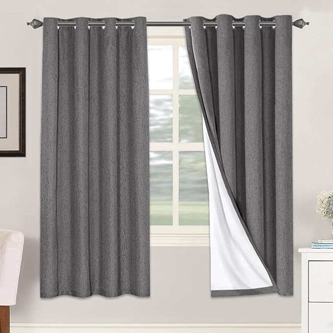H.VERSAILTEX Linen Blackout Curtains 72 Inches Long 100% Absolutely Blackout by HVERSAILTEX
