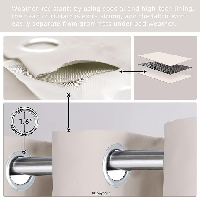 DIVA EN CAMINO DEC Outdoor Patio Curtain Waterproof Darkening Thermal Insulated - Image 3