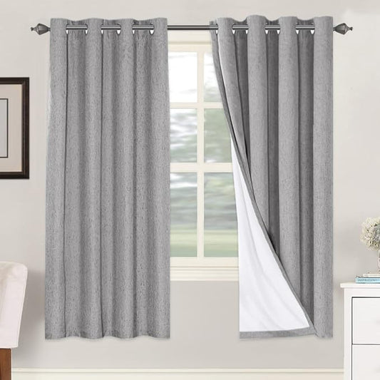 H.VERSAILTEX Linen Blackout Curtains 72 Inches Long 100% Blackout Thermal by HVERSAILTEX