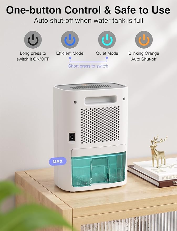 CLEVAST Dehumidifier for Home, 30oz Small Quiet Dehumidifier for Bathroom & - Image 6