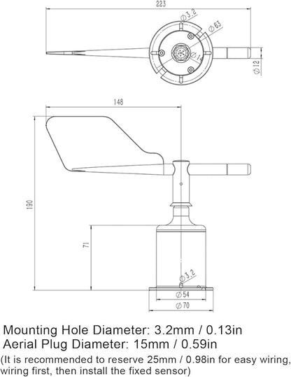 DC9‑30V 4‑20mA Wind Direction Transmitter, 360 Degree Omni Directional Wind - Image 4