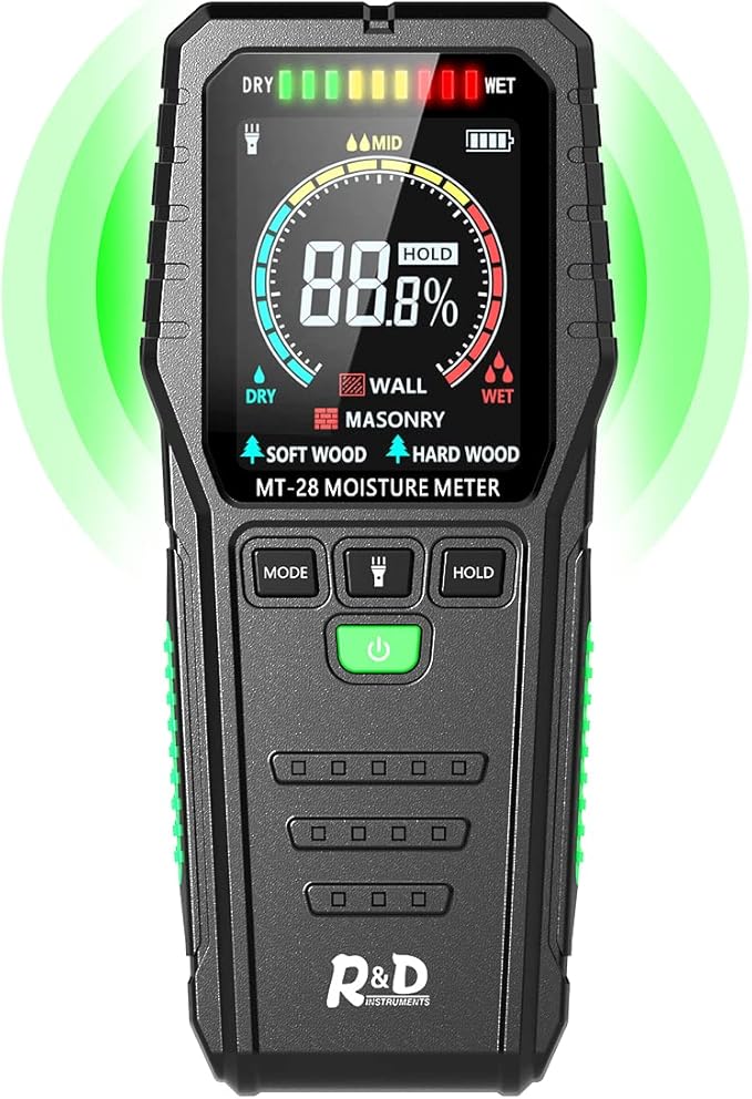 Pinless Moisture Meters Non-Invasive Digital Wood Moisture Tester Water Leak by RDINSCOS