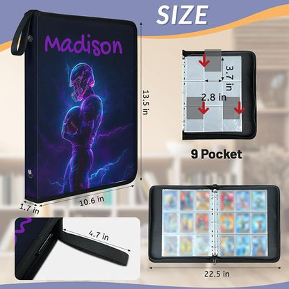 Custom Name 9 Pockets Football Card Binder, Personalized Rugby Collector Album - Image 3