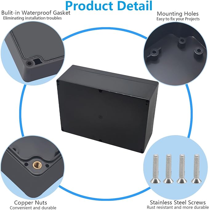 Outdoor Waterproof Junction Box IP67 Project Box ABS Black Electrical Boxes - Image 6