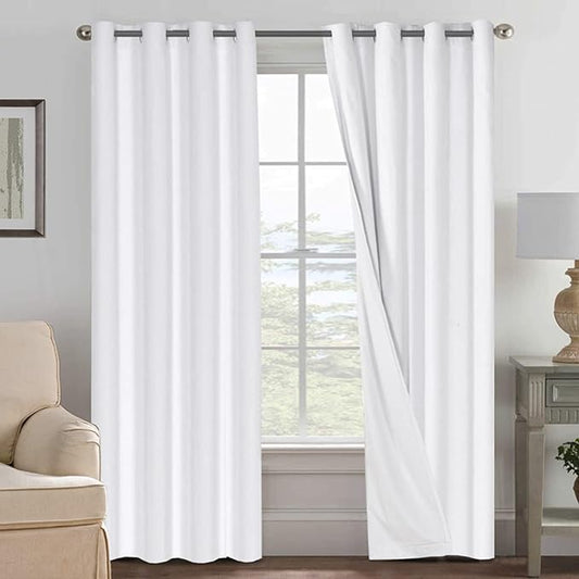 H.VERSAILTEX Pure White Curtains 96 inches Long, 100% Blackout Curtains by HVERSAILTEX