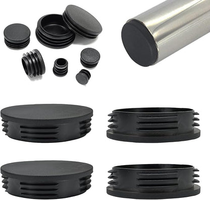 4" Plastic Hole Plugs Black -Round Chair Leg Caps, Flush Mount Pipe Plugs by EASYEAH