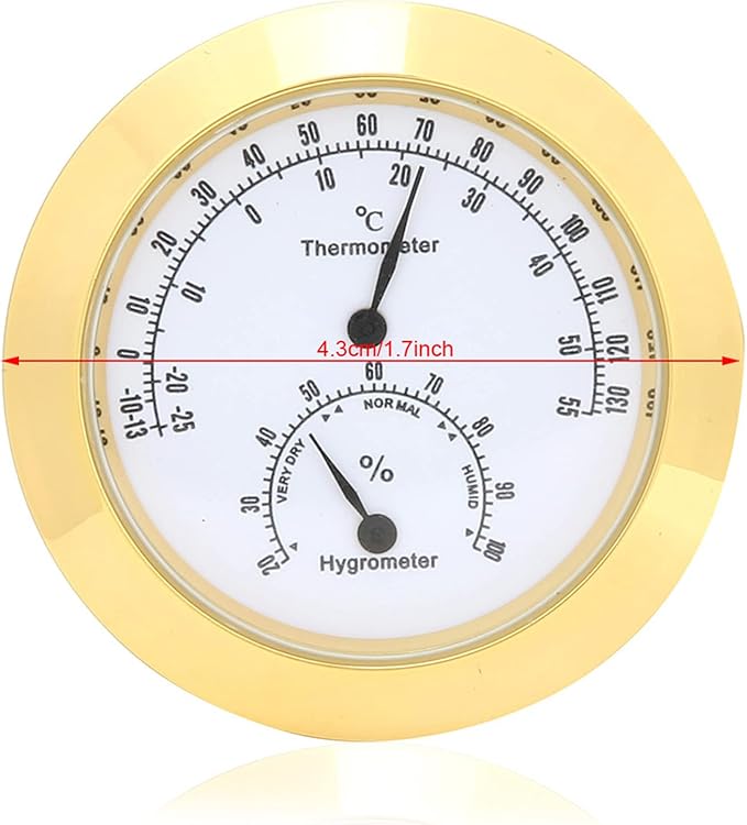 Tbest Guitar Analog Hygrometer, Round Alloy Digital Thermometer Hygrometer - Image 4