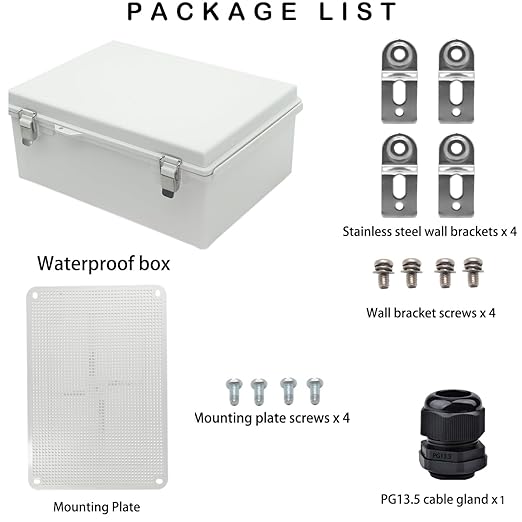 Waterproof Electrical Box, IP67 Junction Box Stainless Steel Latch Hinged Grey - Image 5