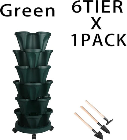 GameXcel Vertical Planter 6 Tier Stackable Planters Garden Planters Strawberry - Image 9