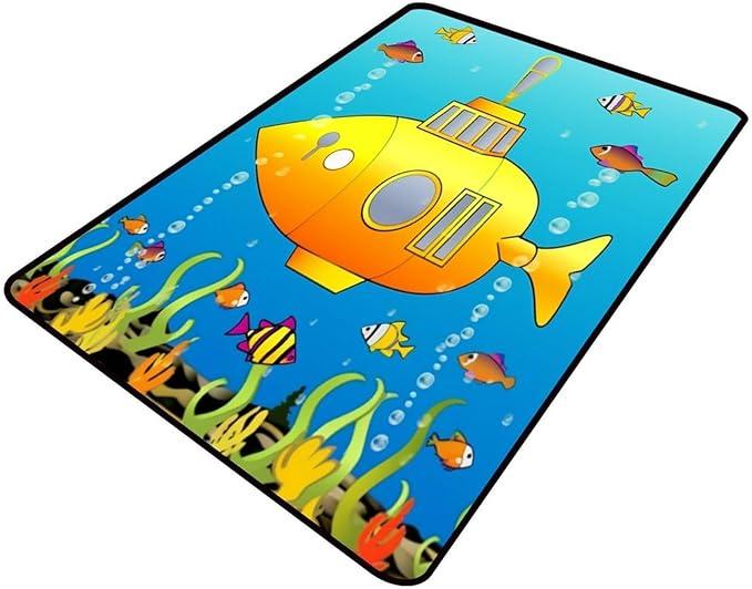 Runner, Submarine Fish Pattern Printing Washable Area Rugs Fade Resistant by Snarena
