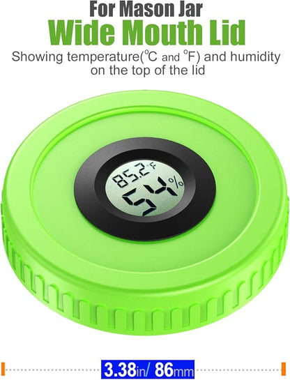 Mason Jar Lids Built-In Stash Hygrometer Herb Curing monitor fits all Wide - Image 2