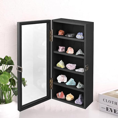 Wall Mounted Wooden Collectible Display Case 5 Shelf Display Storage - Image 4