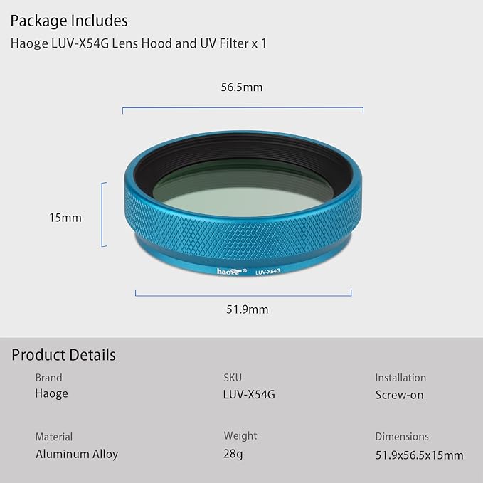 Haoge LUV-X54G Metal Lens Hood - Image 8