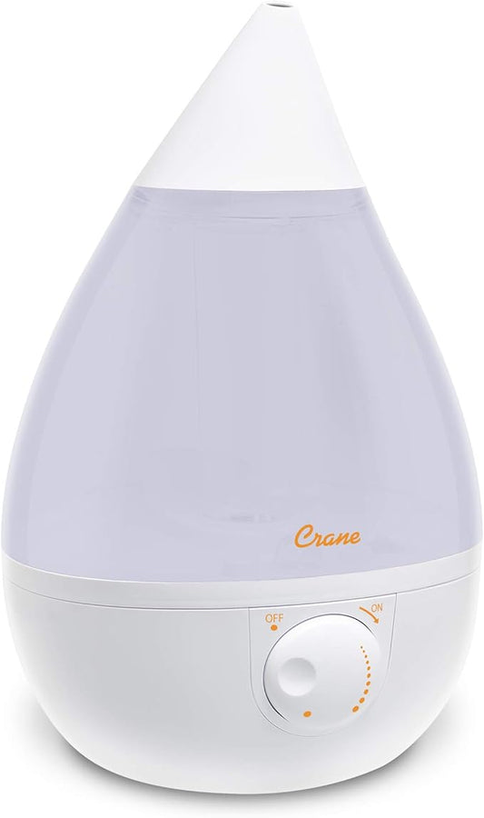 Crane White Drop Ultrasonic Cool Mist Teardrop Humidifier, 1 Gallon Tank by Crane