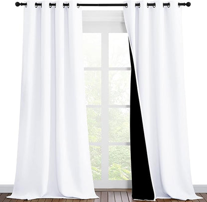 NICETOWN White Blackout Curtains 90 inches Long, Full Light Blocking Drapes by NICETOWN