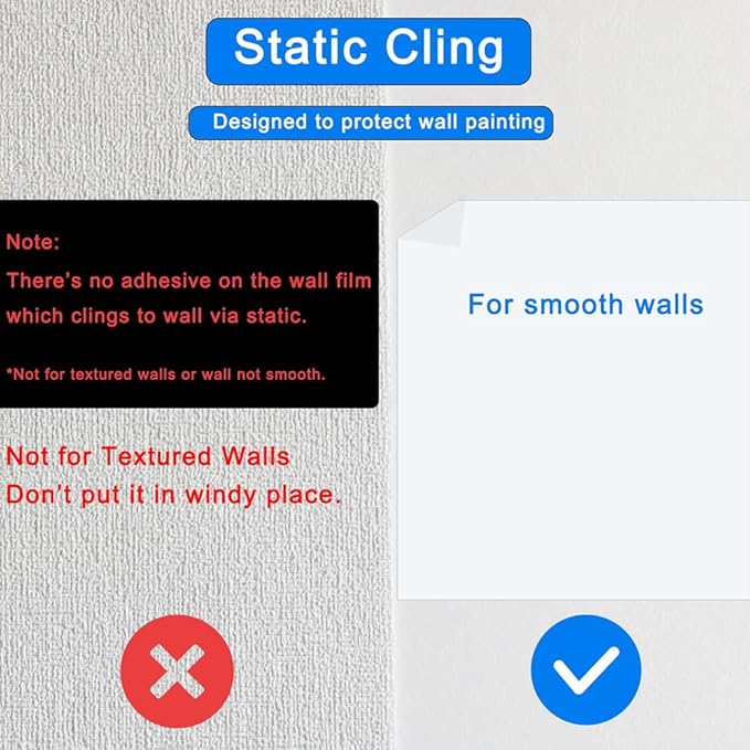 Wall Protector, 17.7in x 32.8ft No Adhesive Static Cling Contact Paper - Image 3